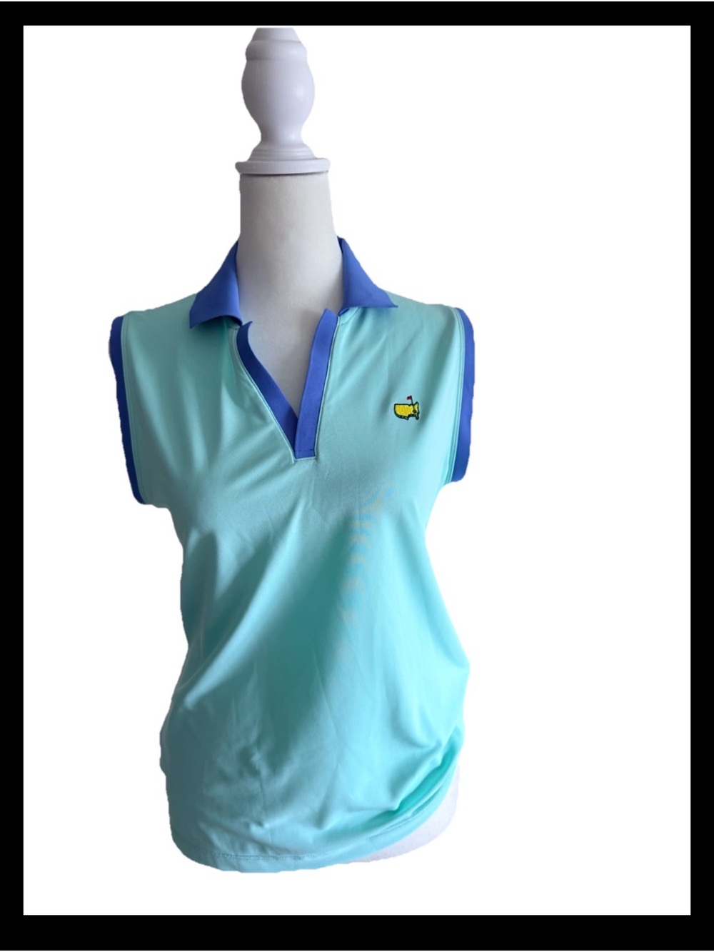 Women’s Peter Miliar The Masters Augusta Sleeveless Mint Polo Top Trim preppy sz